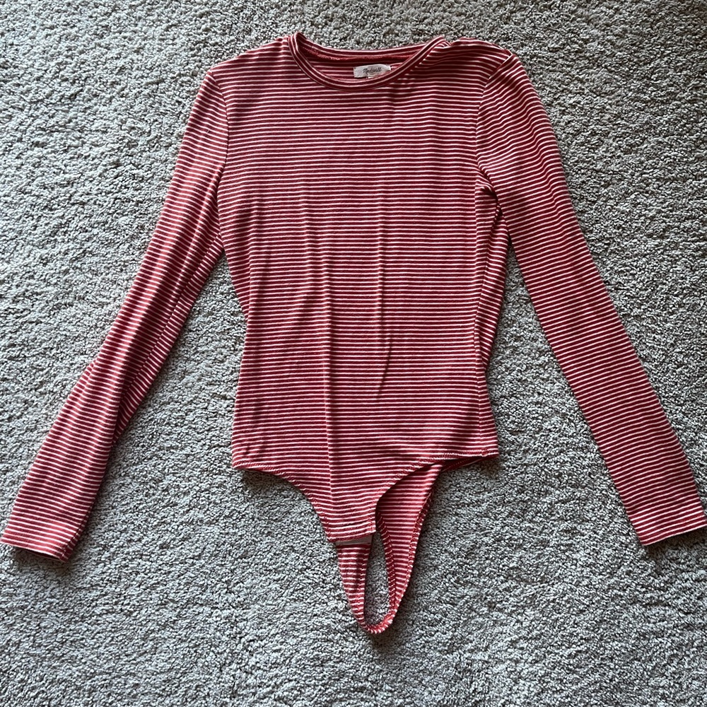 Madewell orange striped bodysuit, medium